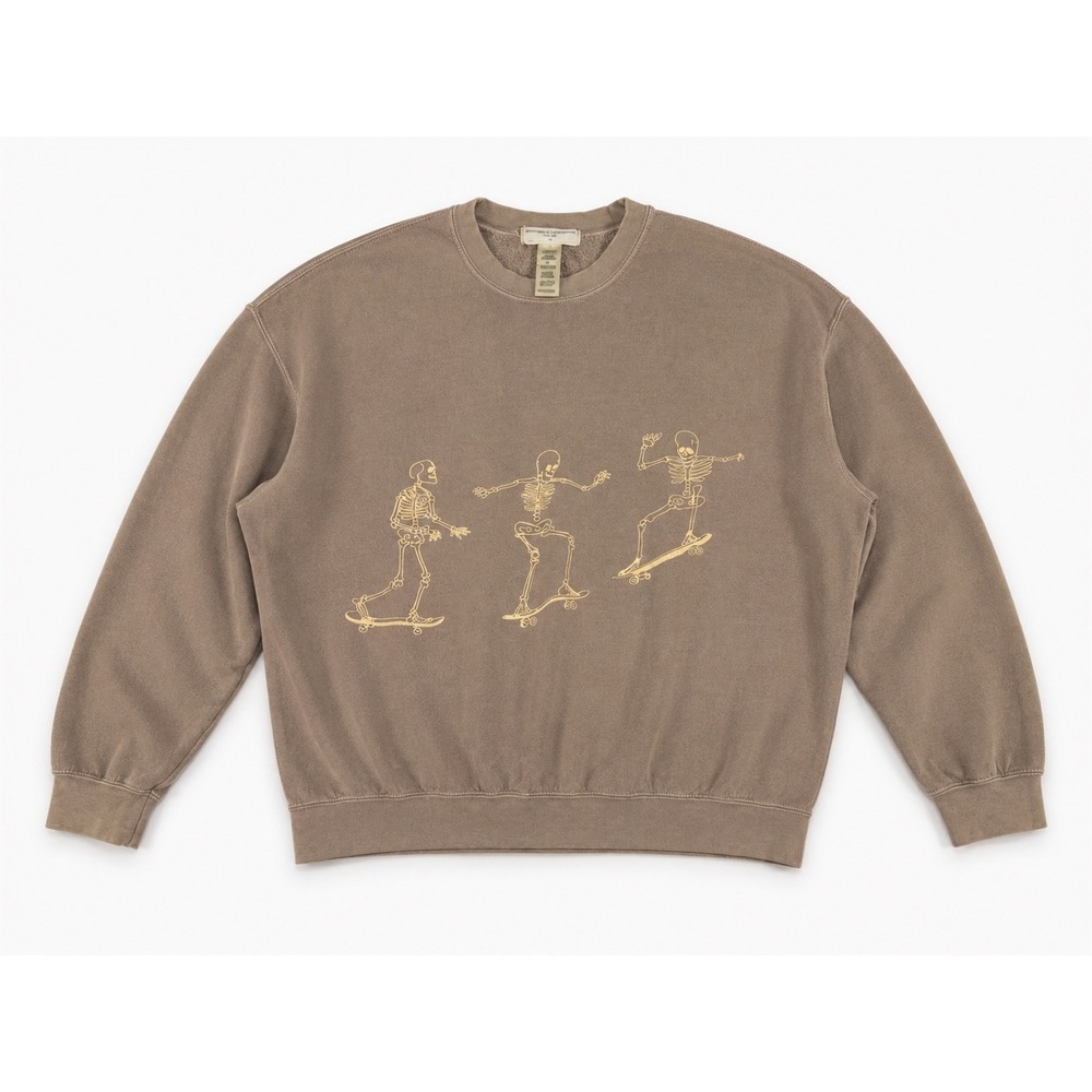 Project Social T Urban Outfitters Brown Skeleton Skateboard Sweatshirt L XL‎
